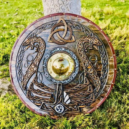 Viking Dragon Shield Decor: Medieval Norse Wall Art